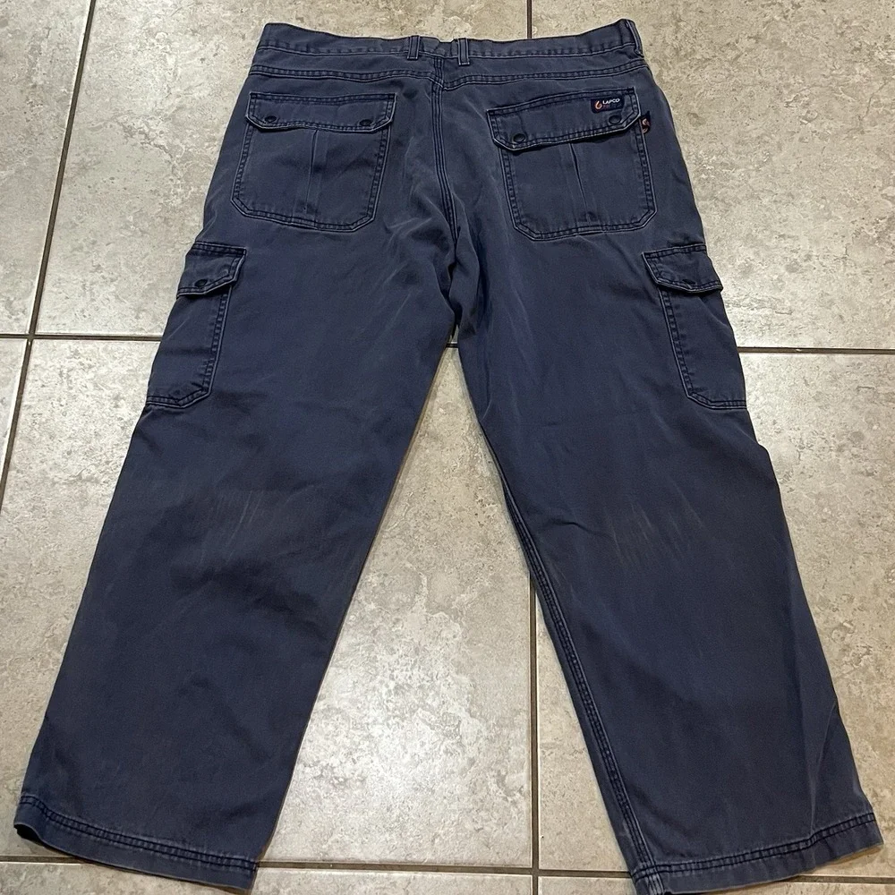 Lapco FR Navy Cargo Pants CAT2 Men's Tag 38x30 (36x29) Work Utility - Picture 7 of 8